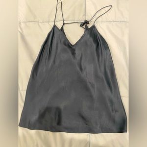 PAIGE Blue Satin Top